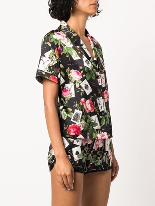 Fleur Du Mal Card Print Short-Sleeve Pajama Shirt