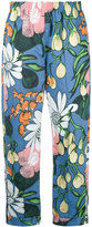 Marni - floral print trousers - women - coton/Lin - 46