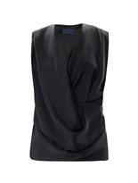 Thumbnail for your product : Lanvin Double silk draped front sleeveless blouse