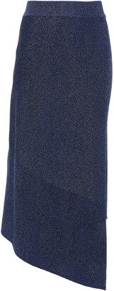 Stella McCartney Asymmetric Metallic Stretch-knit Midi Skirt