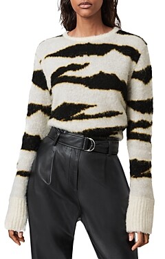 cream and black striped sweater