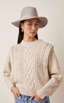 Thumbnail for your product : Janessa Leone Drew Leather-Trimmed Wool-Felt Fedora