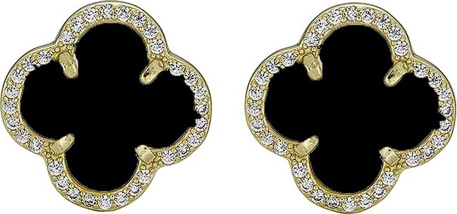 BELPEARL Silver 13mm Pearl CZ Earrings