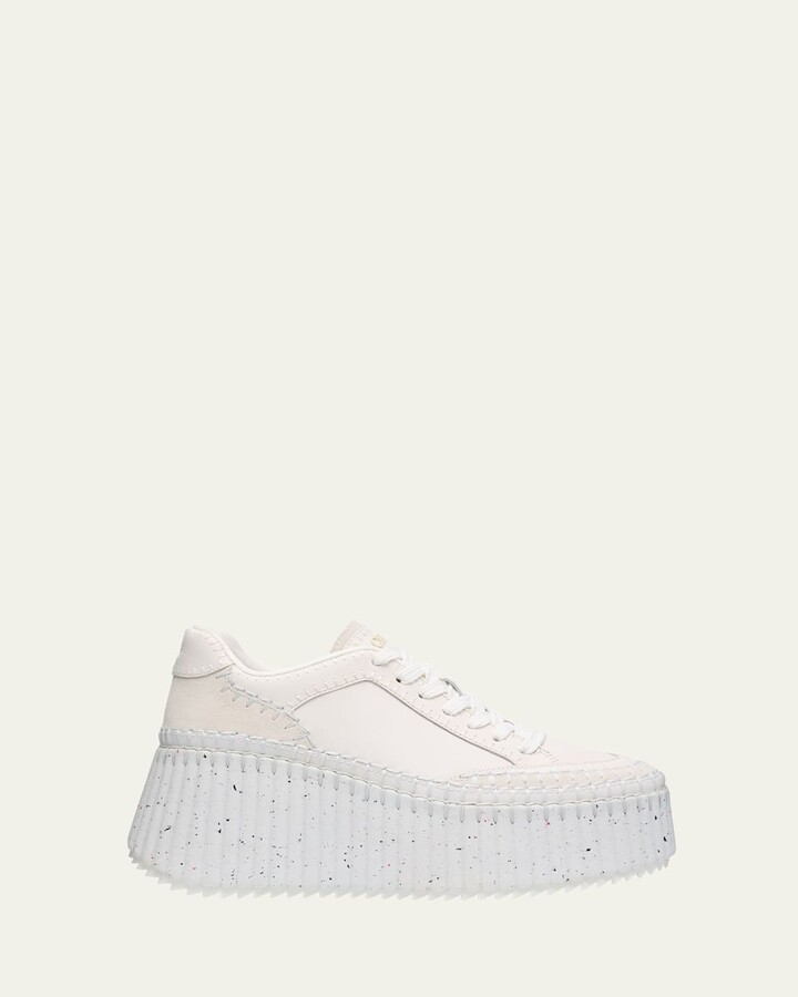 Chloé Nama Platform Speckled Mix Leather Sneakers