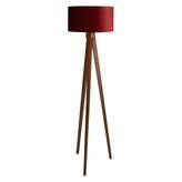 Thumbnail for your product : Tripod Walnut Wooden floor lamp with red velvet shade