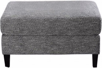 Latitude Run 1Pc Transitional Style Gray Chenille Upholstered Ottoman Tapered Feet Couch Stool