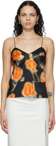 Thumbnail for your product : Meryll Rogge Black Satin Neon Roses Camisole