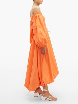 STAUD Puffball Stretch-cotton Poplin Bardot Dress - Orange