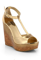 Thumbnail for your product : Jimmy Choo Pela Degrade Metallic Leather Cork Wedge Sandals