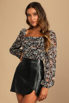 Thumbnail for your product : Lulus Meant to Stand Out Black Vegan Leather Zip-Front Mini Skirt