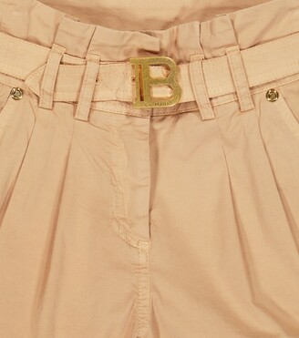 Balmain Kids Belted cotton shorts