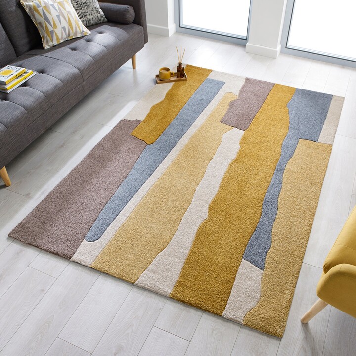 Dunelm Escala Rug Yellow/Blue/White ShopStyle