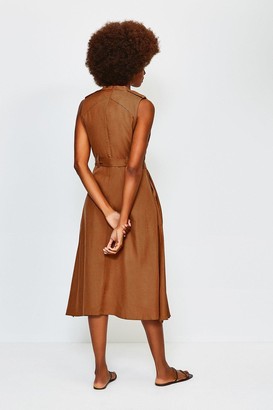 Karen Millen Linen Utility Sleeveless Dress