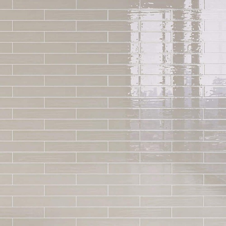 MOLOVO Nova Khaki Gray 1.97 in. x 11.81 in. Polished Ceramic Subway Tile Sample