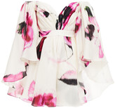 Thumbnail for your product : Carolina Herrera Cape-effect Off-the-shoulder Printed Silk-organza Mini Dress