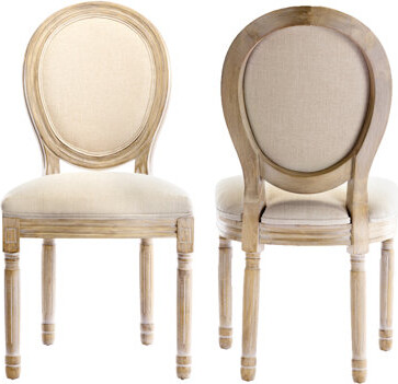 King Louis Back Dining Chair Fabric Upholstered Oval Back Side Chair
