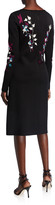 Thumbnail for your product : St. John Placed Floral Jacquard Bateau-Neck Long-Sleeve A-Line Dress