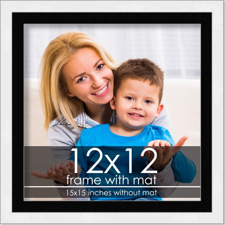 30x30 Frame with Mat - Silver 34x34 Frame Wood Made to Display Print or  Poster Measuring 30 x 30 Inches with Black Photo Mat
