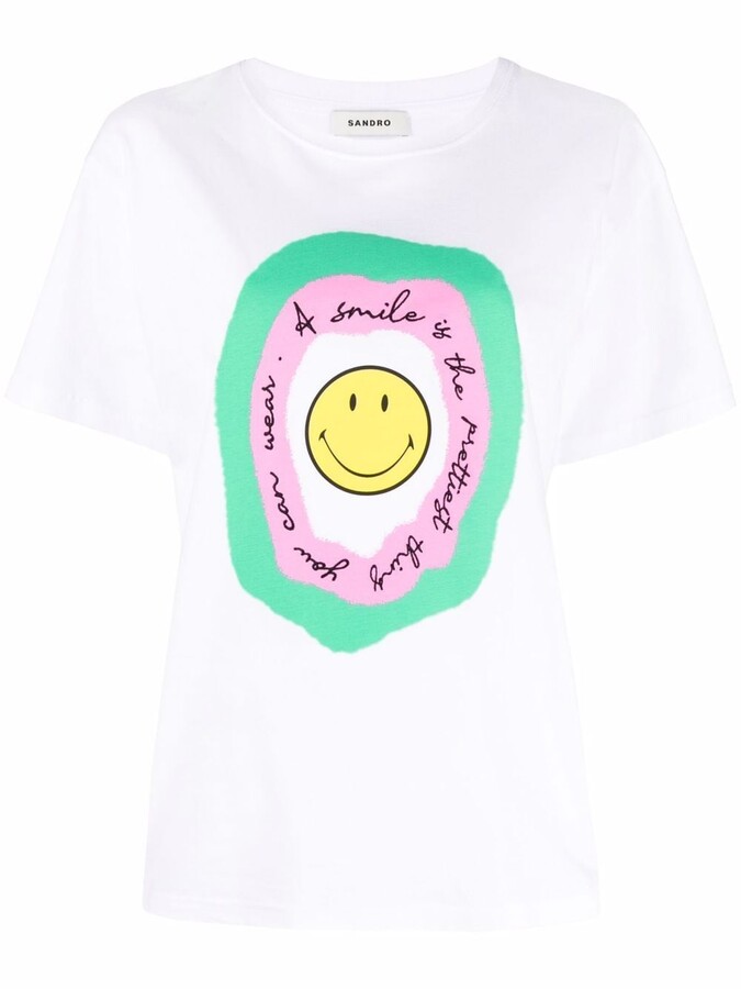 Sandro smiley-face print T-shirt - ShopStyle