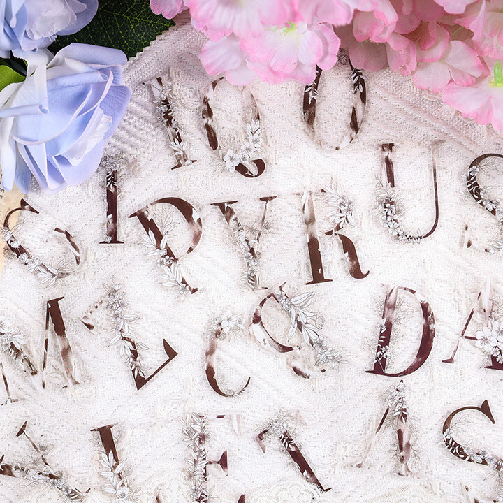 NONE 52 pcs/pck A-Z Letter floral sticker pack PET Decorative DIY label sticker Creativity Collage Scrapbooking Material