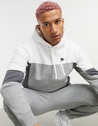 Nike color block hoodie in white/dark gray - ShopStyle