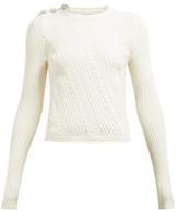 Thumbnail for your product : Ganni Crystal-button Cotton-blend Sweater - Womens - Ivory