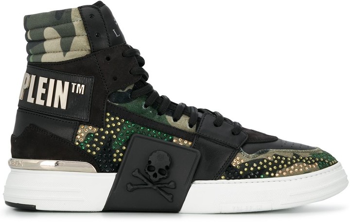 Philipp Plein Camouflage-Print High-Top Sneakers - ShopStyle