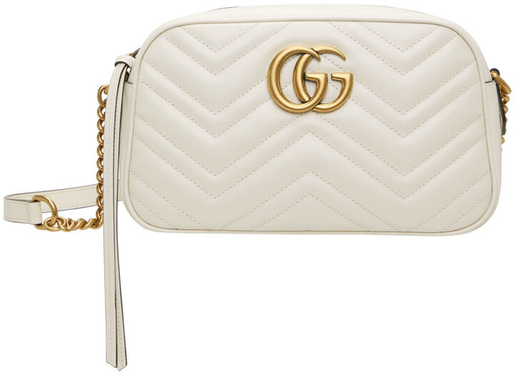 Gucci White Small GG Marmont Camera Bag - ShopStyle