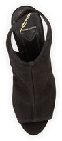 Thumbnail for your product : Brian Atwood Elliana Suede Peep-Toe Sandal, Black