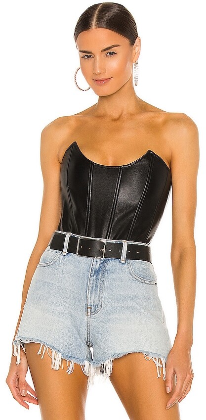 Black Womens Leather Corset Top