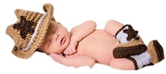 Kindstore Baby Crochet Knit Cowboy Style Clothes Photography Prop Costume Set