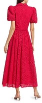 Thumbnail for your product : Badgley Mischka Puff-Sleeve Belted Eyelet Dress