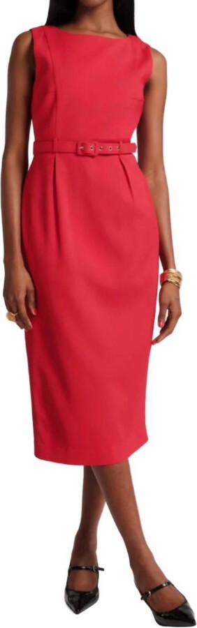 Frances Valentine Audrey Belted Midi Dress In Red