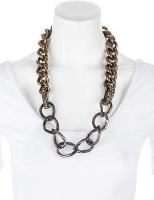 Lanvin Crystal & Ribbon Chain Necklace