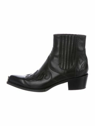Calvin Klein Leather Crystal Embellishments Western Boots Black Leather  Crystal Embellishments Western Boots - ShopStyle
