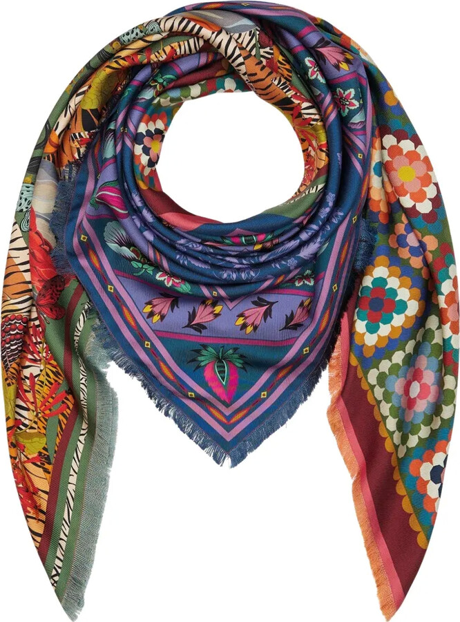 Franco Ferrari Bordeaux Floral-Print Scarf