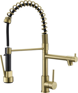 East Urban Home Stainless Steel Kitchen Sink Faucet Pull Down  Brushed Gold Stylish Build Advanced Design