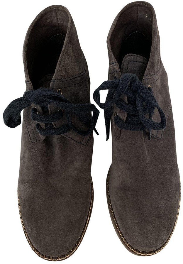 chanel grey suede boots
