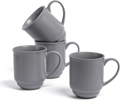 Over & Back over&back Rimmed 16oz Semi-Matte Hand-Finished Stoneware Mugs, Set of 4