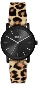DKNY Women's Soho Leopard-Print Leather Strap Watch 34mm