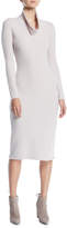 Thumbnail for your product : Gentry Portofino Cowl-Neck Long-Sleeve Ribbed Tea-Length Cashmere-Blend Sweaterdress
