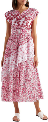 Gül Hürgel Belted Embellished Floral-print Cotton Dress