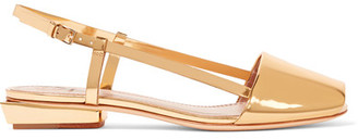 Tory Burch Pietra Mirrored-leather Sandals - Gold