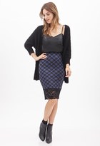 Thumbnail for your product : Forever 21 Plaid & Lace Pencil Skirt