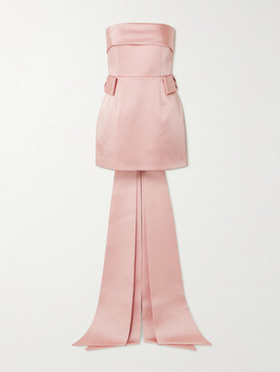The New Arrivals Ilkyaz Ozel - Lalani Strapless Bow-embellished Duchesse-satin Mini Dress - Pink