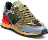 Thumbnail for your product : Valentino Mixed Media Camouflage Sneakers