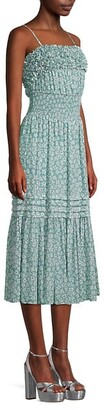 Rebecca Taylor Floral Stretch-Silk Midi Dress