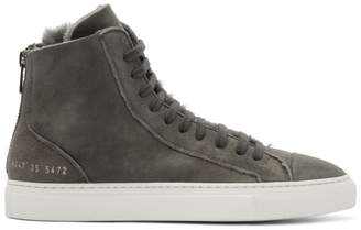 Common Projects Woman By Woman by Grey Shearling Tournament High Sneakers