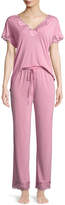 Thumbnail for your product : Natori Zen Floral-Trim Short-Sleeve Pajama Set