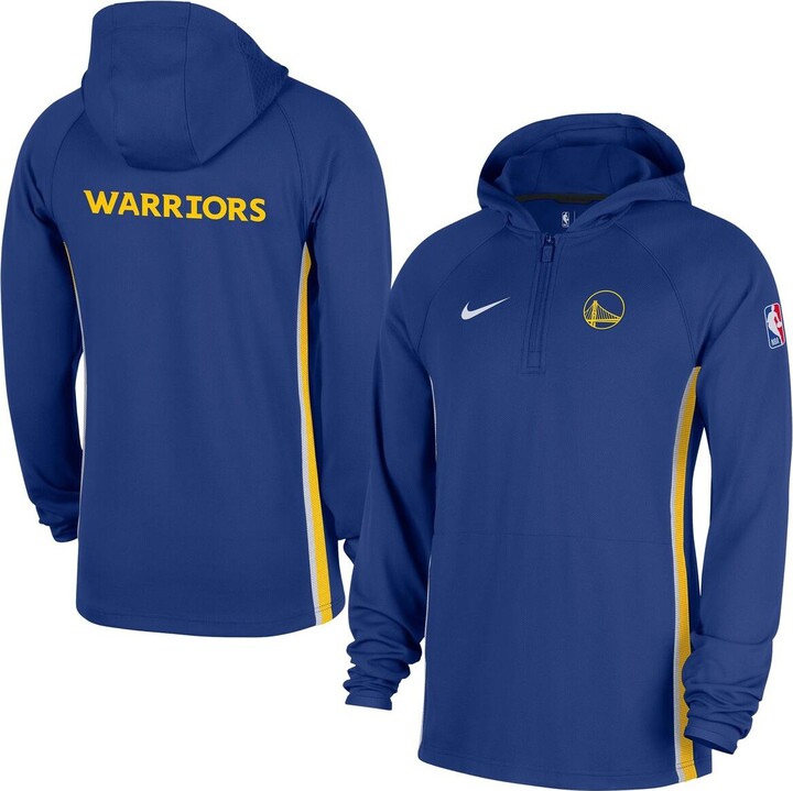 Nike Men's Blue Golden State Warriors Authentic On Court Zone Quarter-Zip Dri-fit Hoodie Jacket